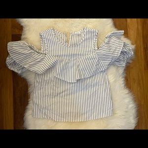 Club monaco crop shoulder strip top